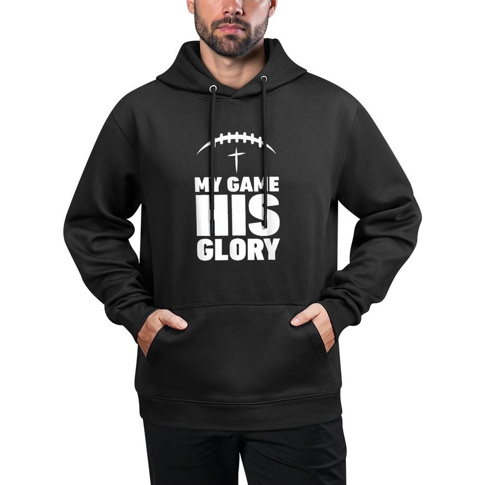 My Game His Glory Football Christian Jesus Winner Men Colorfast Hoodie