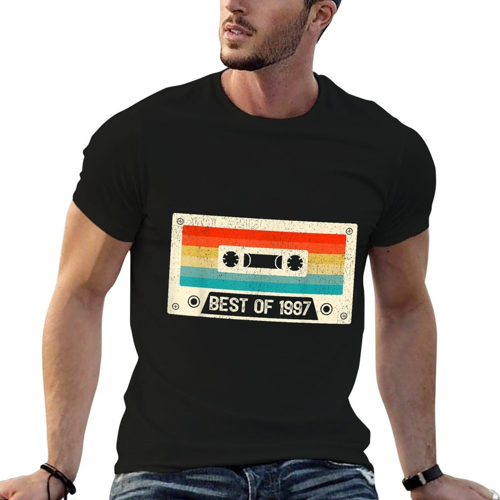 25 Year Old Cassette Tape Vintage Best of 1997 25th Birthday  Summer-ready Fabric T-Shirt