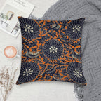 Chinese Peonies with Acanthus Leaves Floral Pattern in Orange And Black Soft Shrink-Resistant Throw Pillow