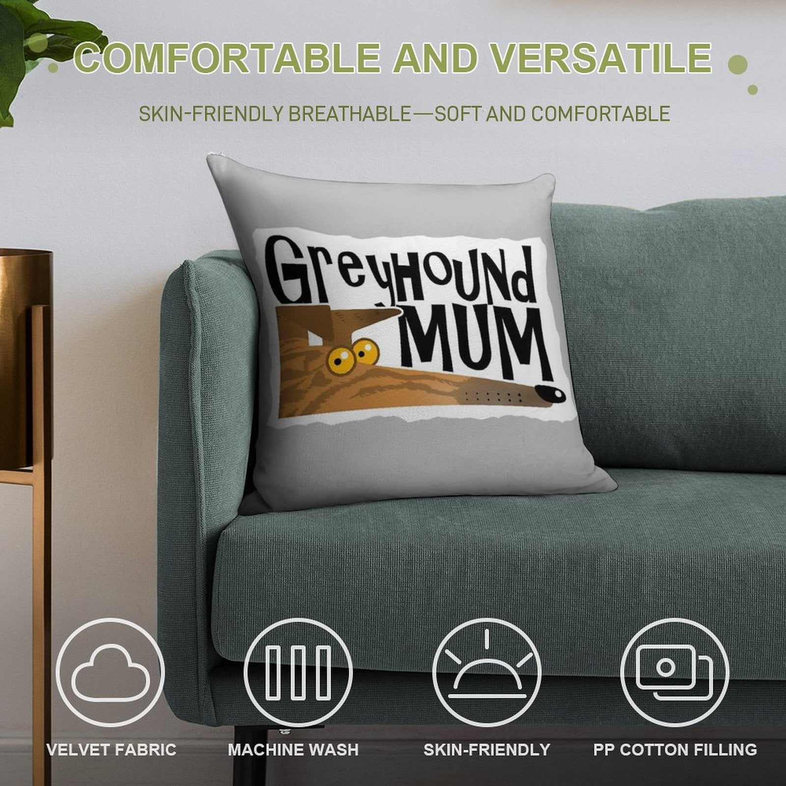 Greyhound Mum (brindle) Soft Gift Ready Throw Pillow