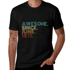 53 Years Old Awesome Since June 1972 53rd Birthday  Rolled Sleeves T-Shirt