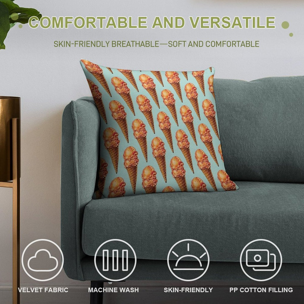 Strawberry Double Scoop Pattern Soft Ultra-Soft Texture Throw Pillow