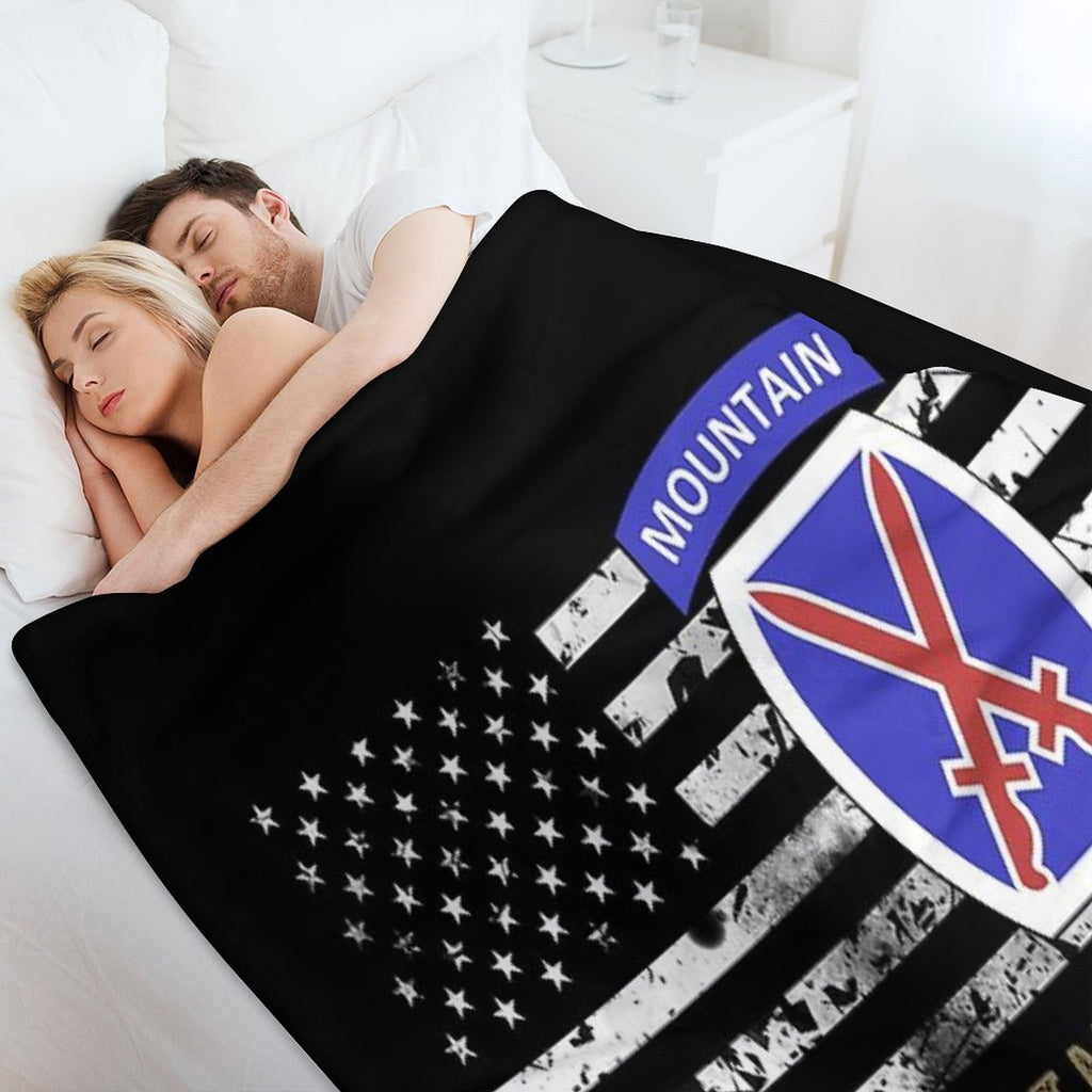 10th Mountain Division (Distressed Flag) Velvety-soft Throw Blanket