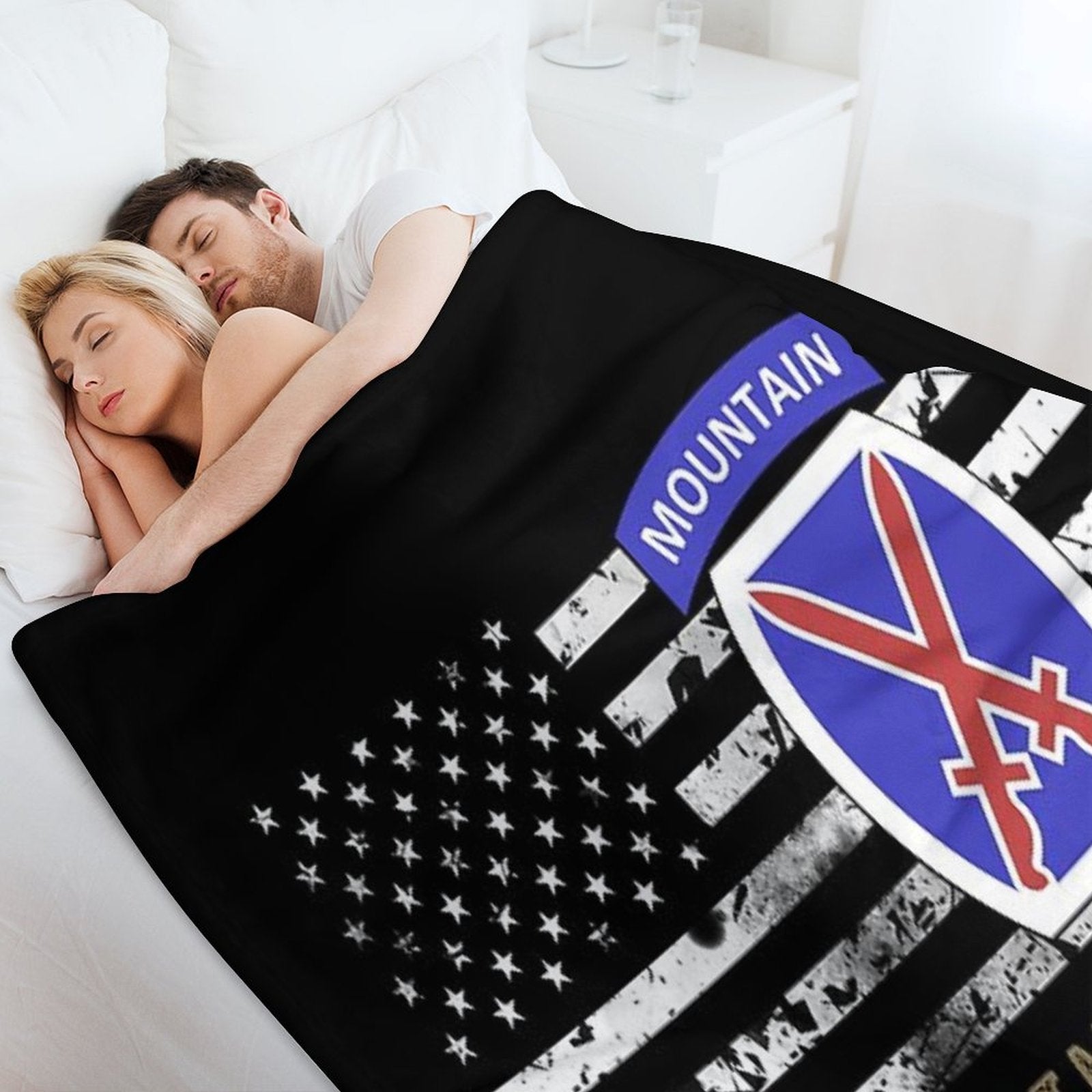 10th Mountain Division (Distressed Flag) Velvety-soft Throw Blanket