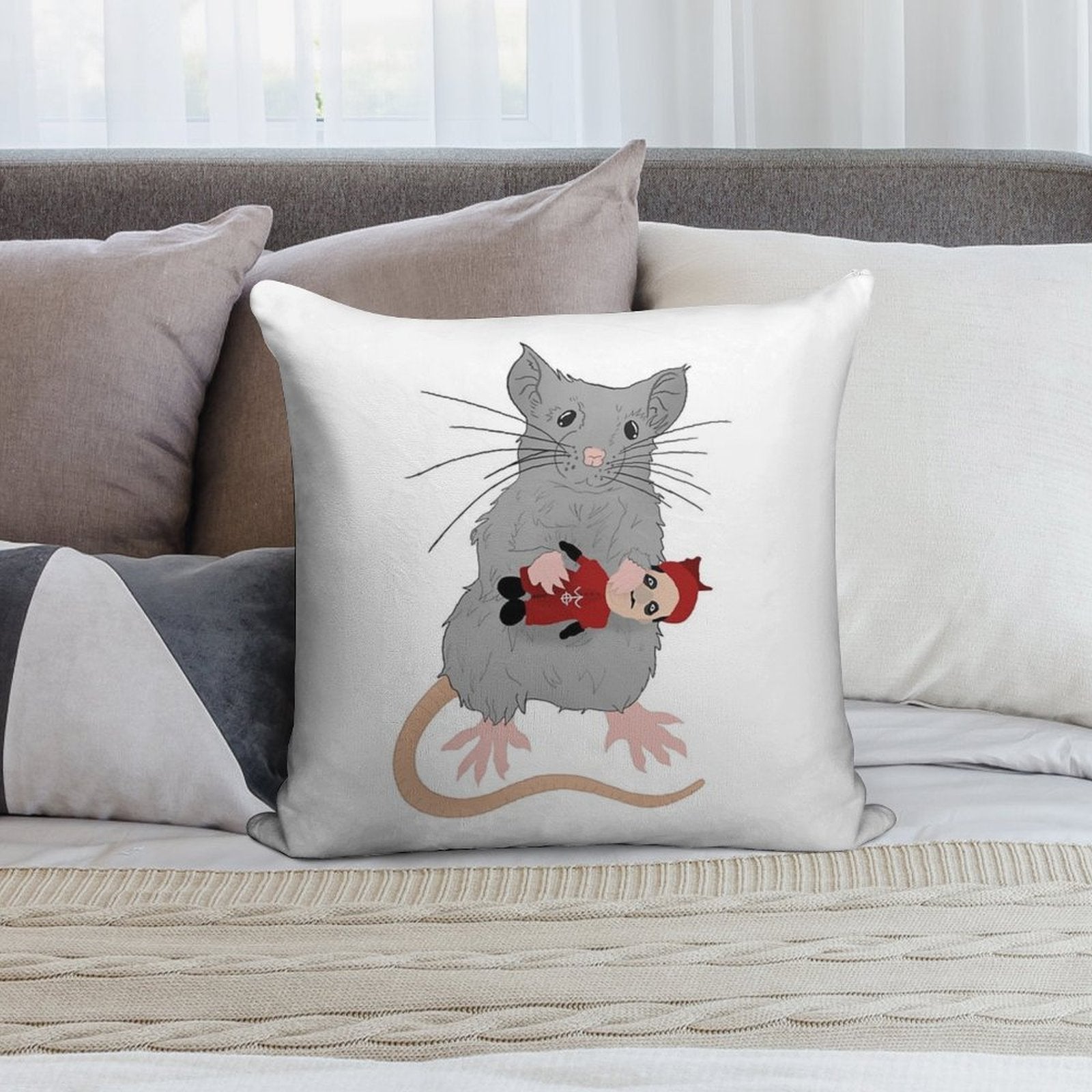 Rat with Plushia Soft Style Accent Throw Pillow