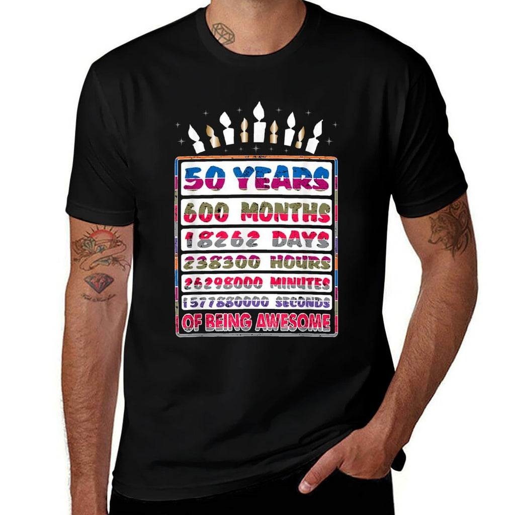 50 Years Old 600 Months Since 1970 50th Birthday Gift Candle  Vintage-inspired T-Shirt