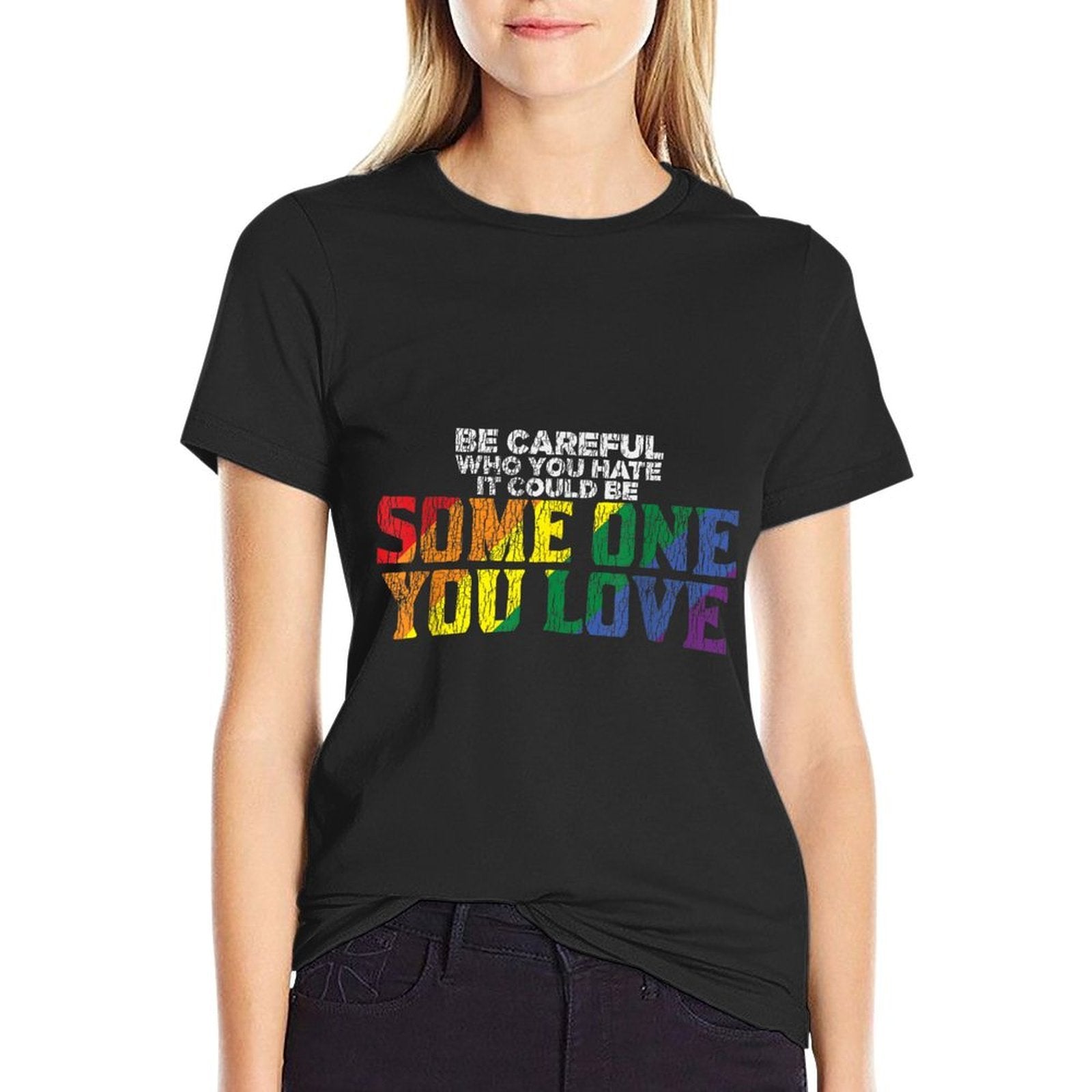 Vintage Rainbow Be Careful Who You Hate Pride Ally Gay LGBTQ  Classic T-Shirt