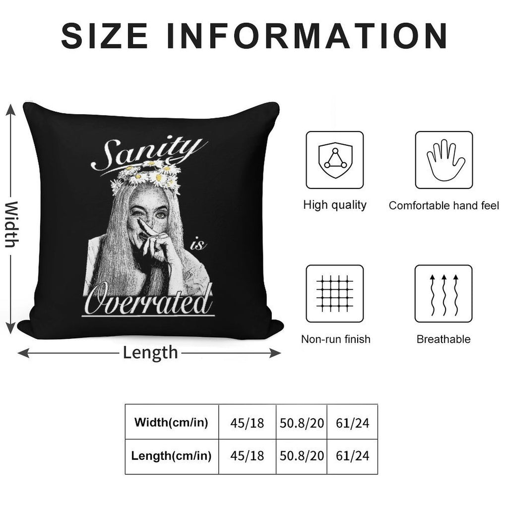 Ophelia- Sanity Is Overrated (B&W) Soft Multiple Sizes Throw Pillow