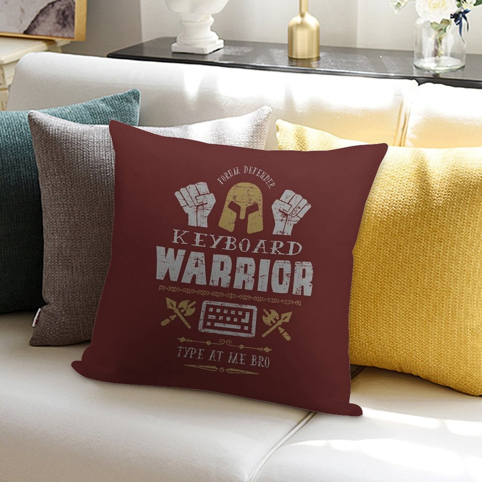 Keyboard Warrior Soft Reinforced Edging Throw Pillow
