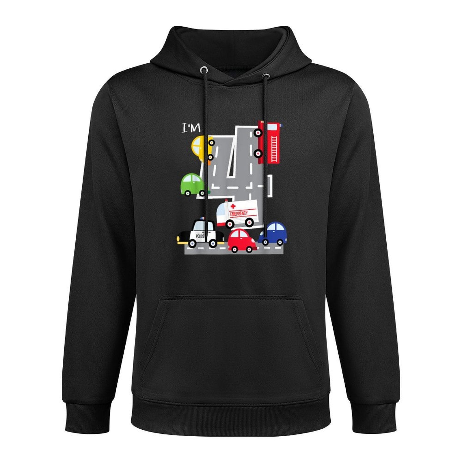 4th Birthday 4 Year Old Transportation Cars Fire Truck Customizable Surface Hoodie