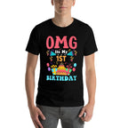 1 Year Old Birthday Party Gift Omg Happy 1st Birthday  Trendy Pattern T-Shirt