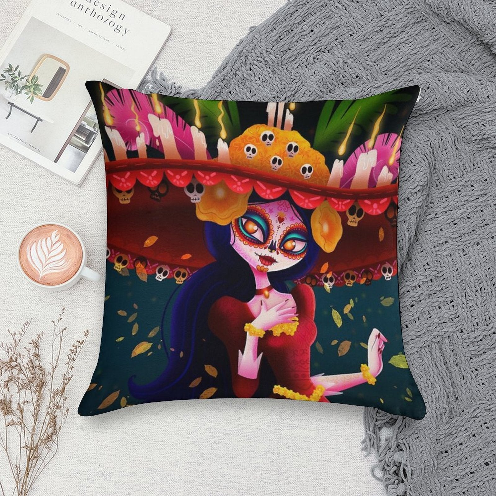 La Muerte - The Book of Life Soft Short Plush Fabric Throw Pillow