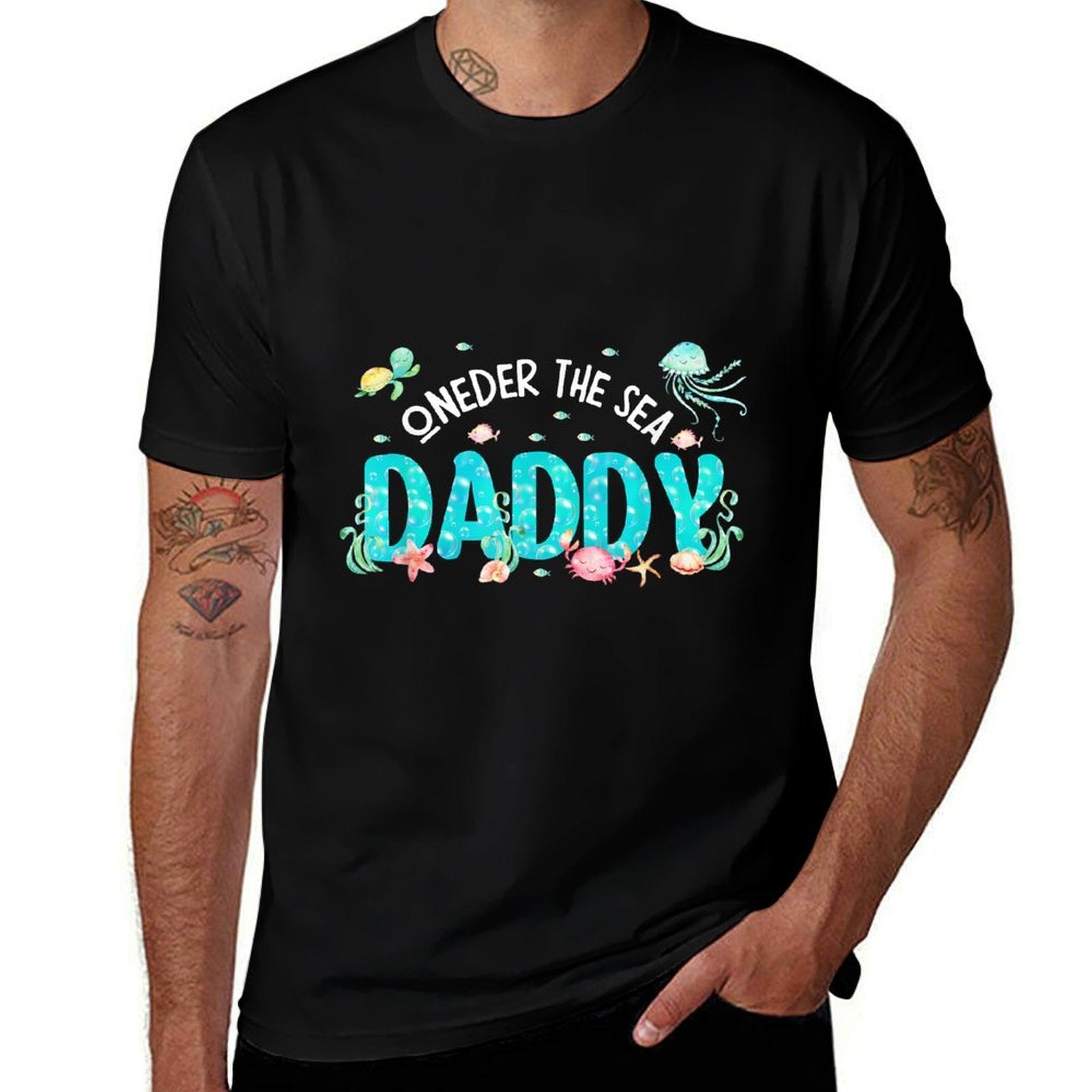Mens Under Sea Daddy Birthday Girl Boy Matching Family Party  Soft T-Shirt