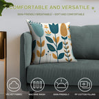 Yellow And Blue Leaves Soft Short Plush Fabric Throw Pillow