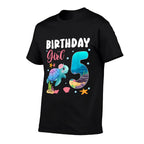 Birthday Girls 5th Sea Turtle 5 Year Old Ocean Aquarium  Rolled Sleeves T-Shirt