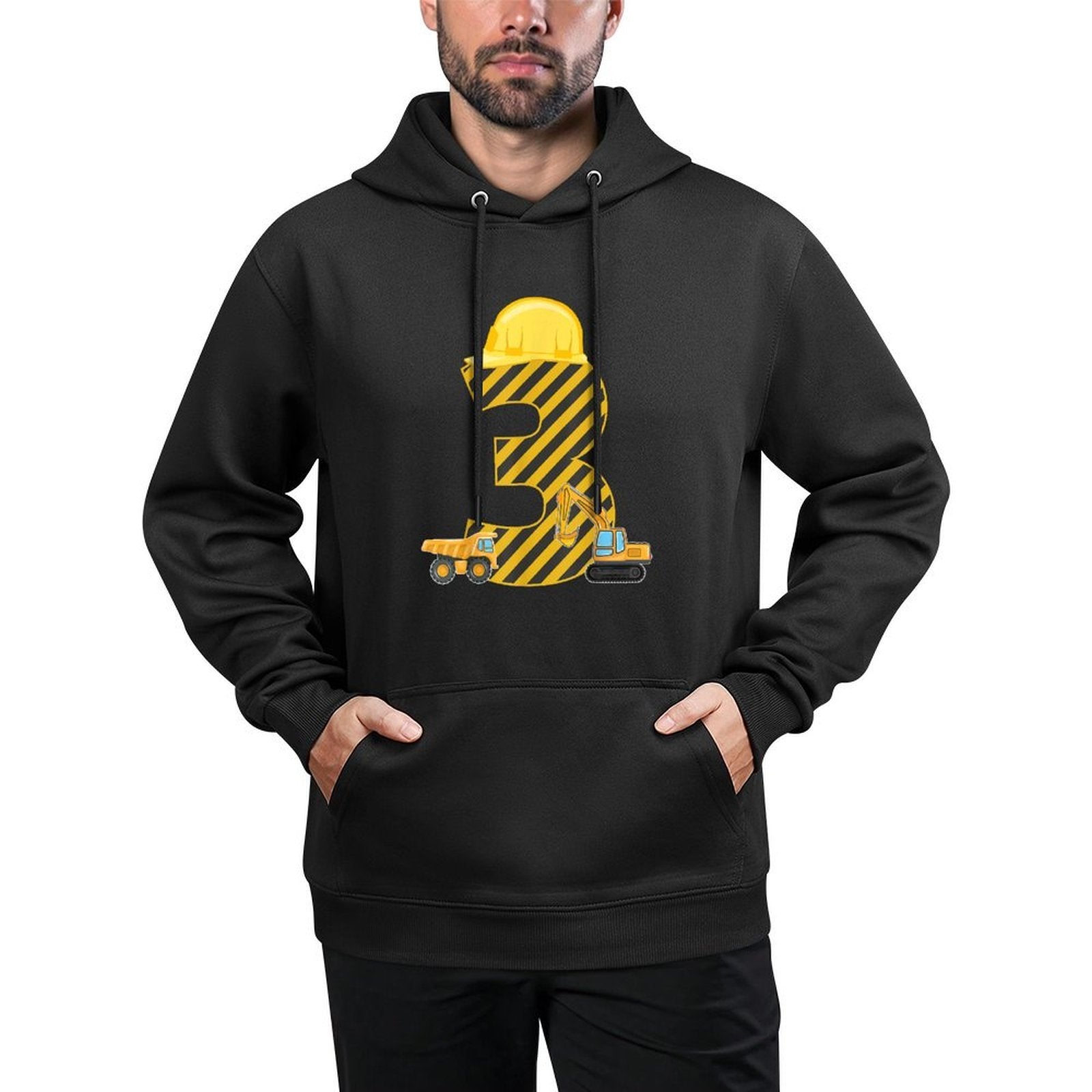 Three 3yr 3rd Birthday Construction Outfit Boy 3 Years Old Pilling-Resistant Hoodie