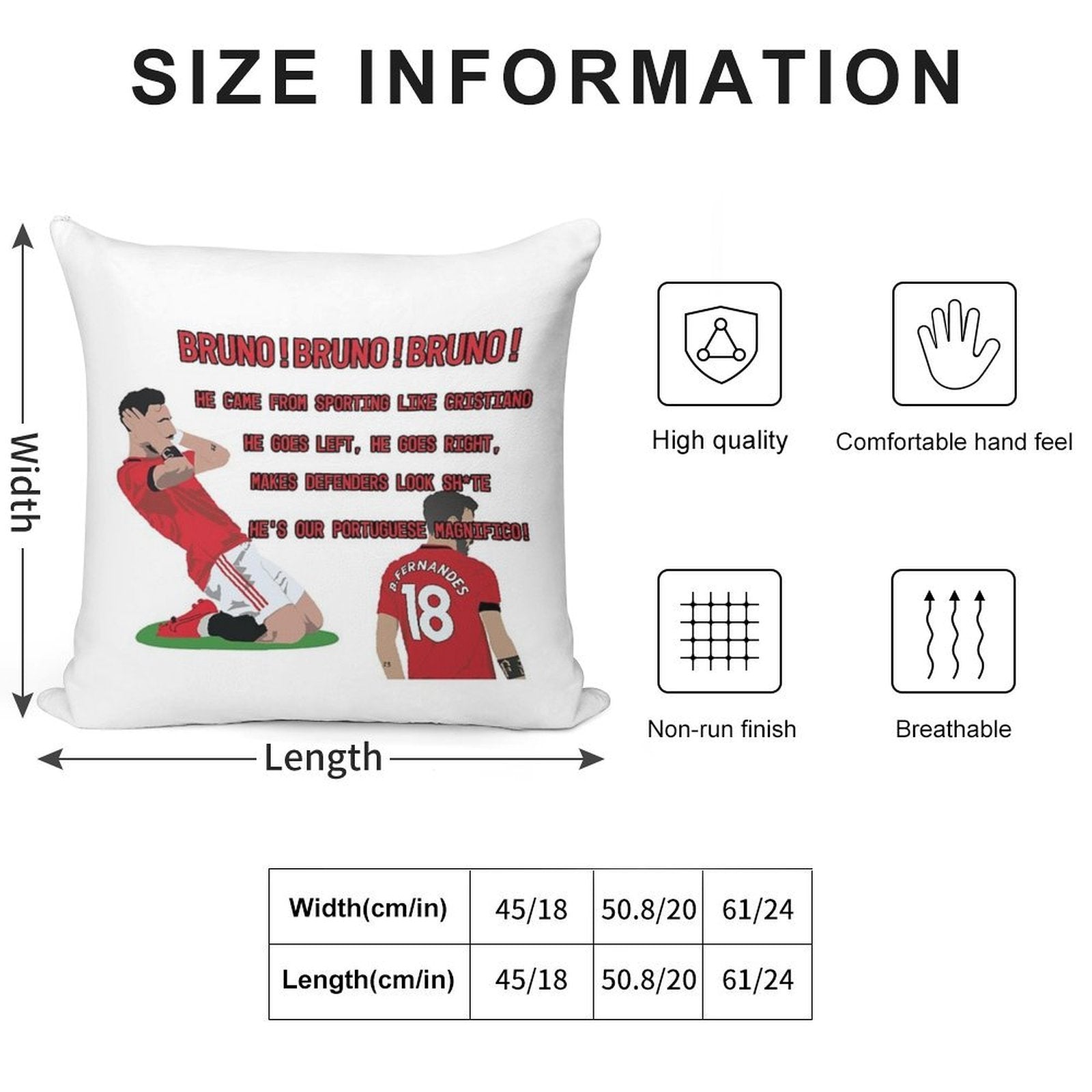 Bruno Fernandes Song Chant MUFC Soft Gift Ready Throw Pillow