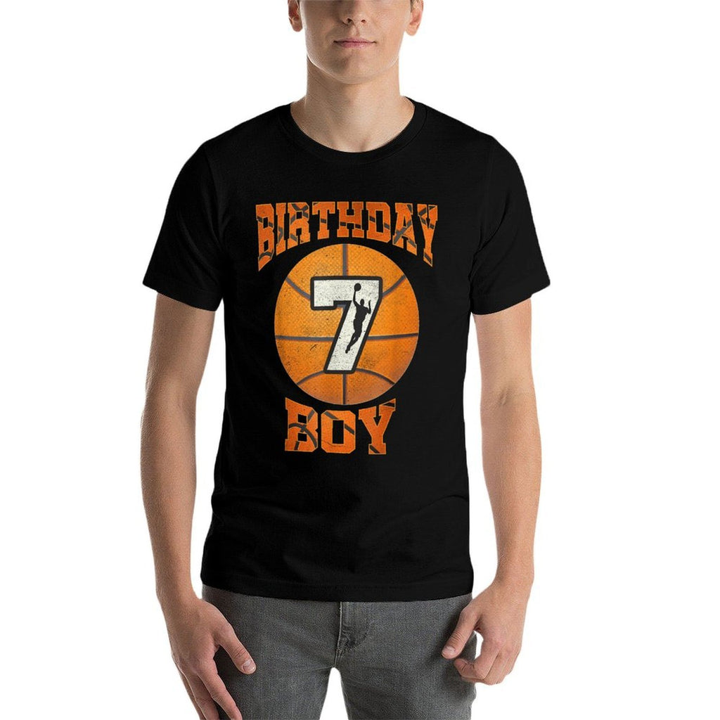 7th Birthday Outfit Boy Basketball Seven 7 Year Old Funny  Soft T-Shirt