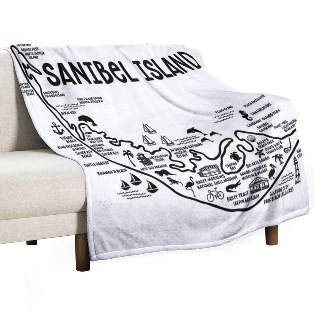 Sanibel Island Map Quick-dry Throw Blanket