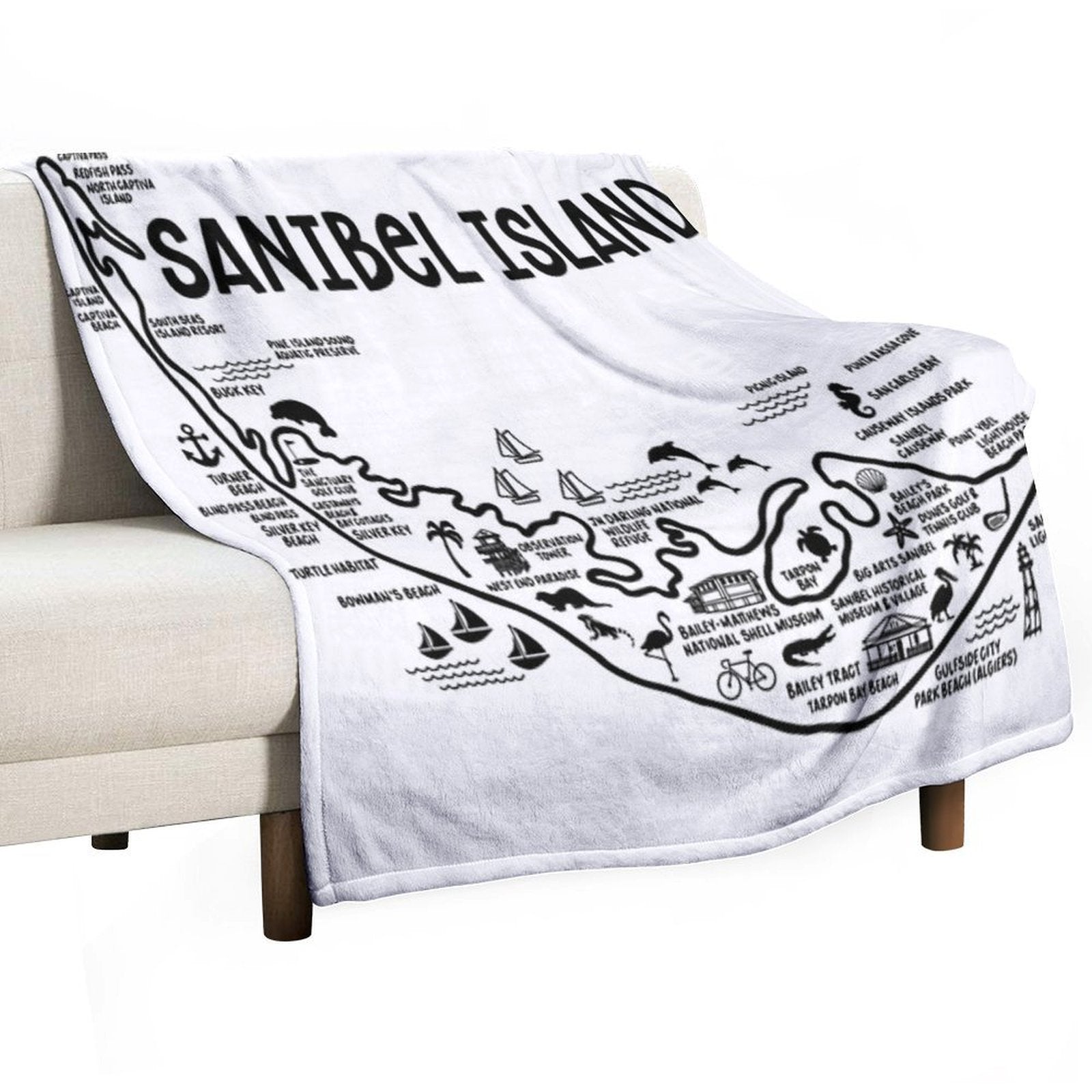 Sanibel Island Map Quick-dry Throw Blanket