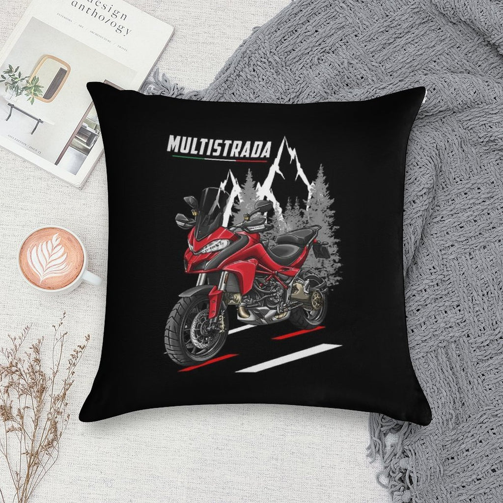 Ducati Multistrada 1200 (Ducati Red) for Motorcycle Riders Soft Easy Maintenance Throw Pillow