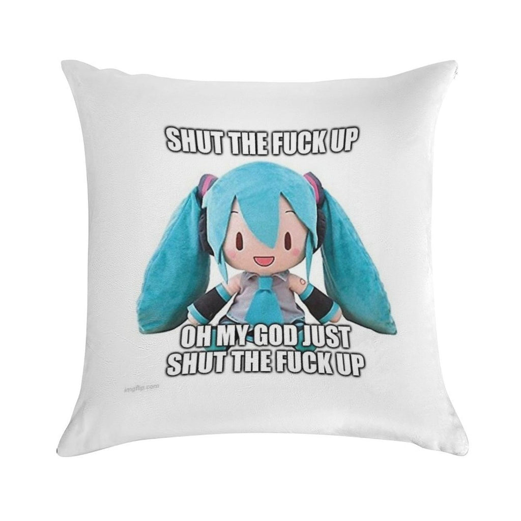 Hatsune Miku Plush Asks U 2 Cease Soft Reinforced Edging Throw Pillow