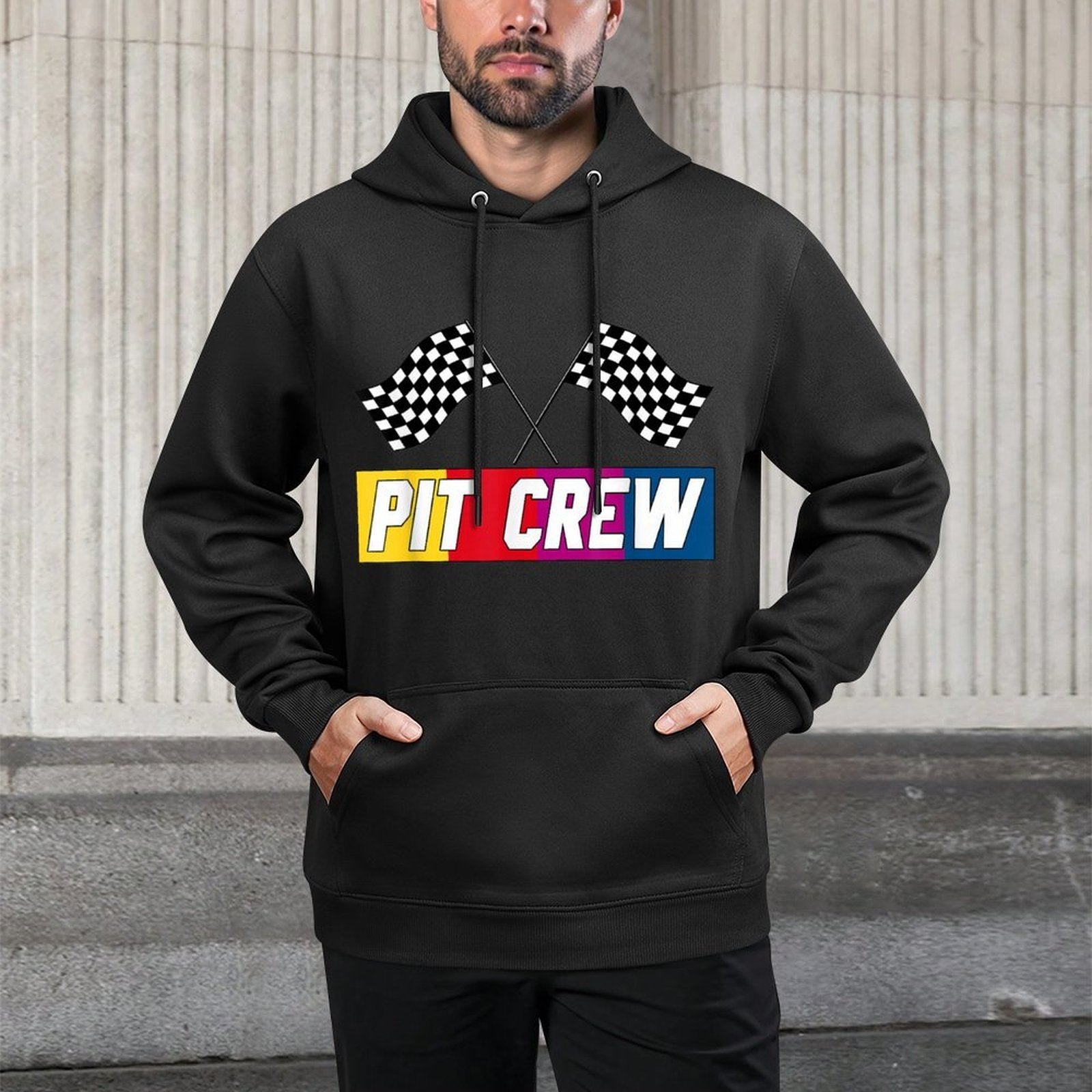 Pit Crew for Hosting Race Car Parties Parents Pit Kangaroo Pocket Hoodie
