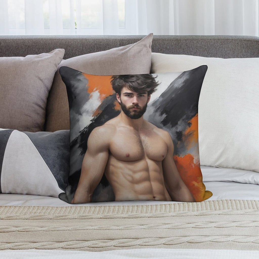 Sexy Guy Portrait Andrew Holquist Inspired Background Soft Decorative Cover Throw Pillow