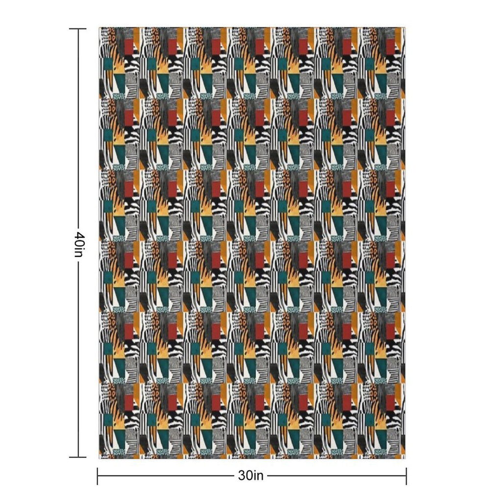 Textile Collage of Wild Prints Durable Throw Blanket