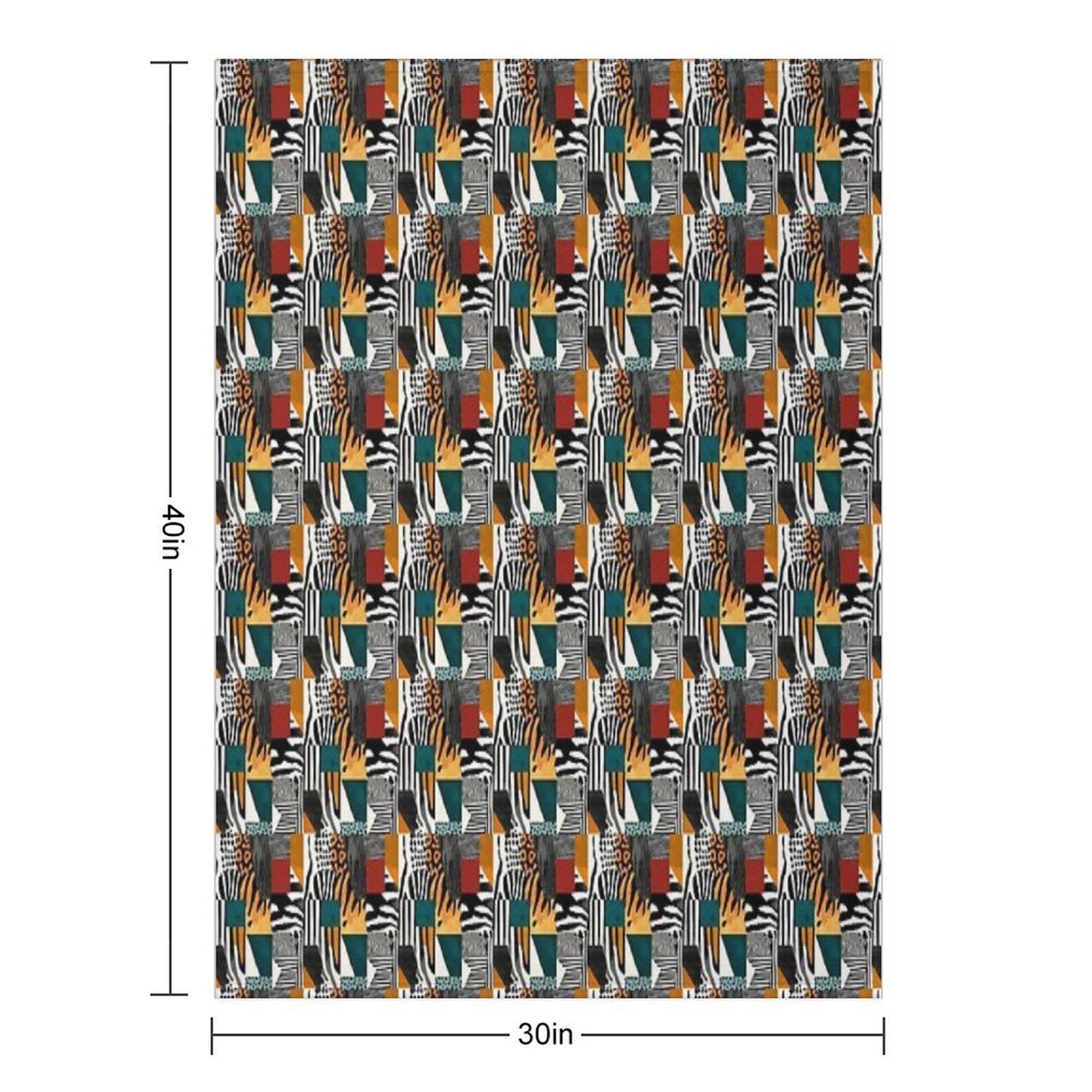 Textile Collage of Wild Prints Durable Throw Blanket