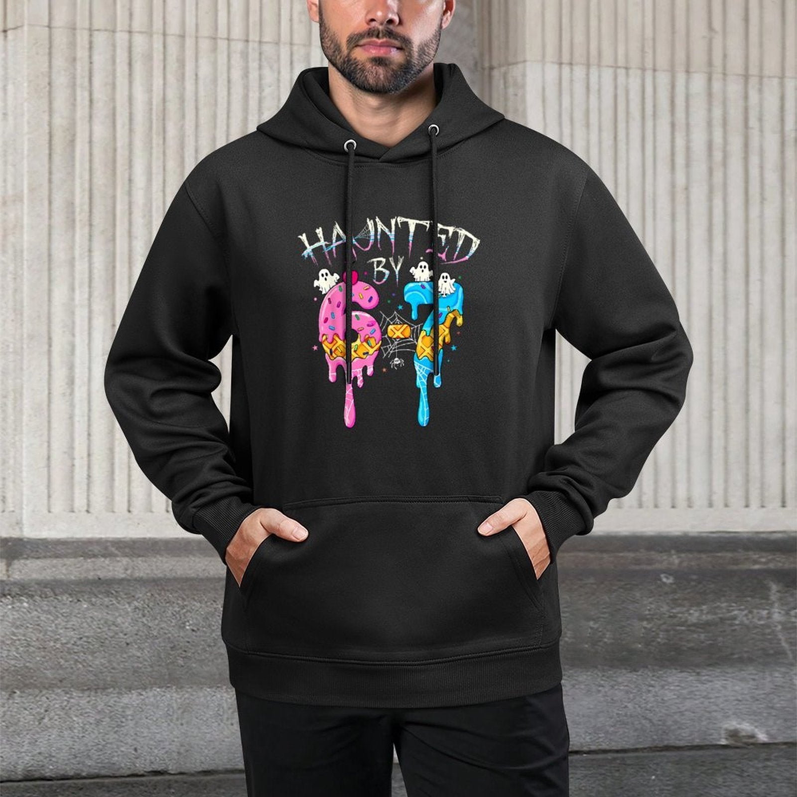 Haunted by 67 Ice Cream Drip Funny Six Seven Meme Halloween Relaxed Fit Hoodie
