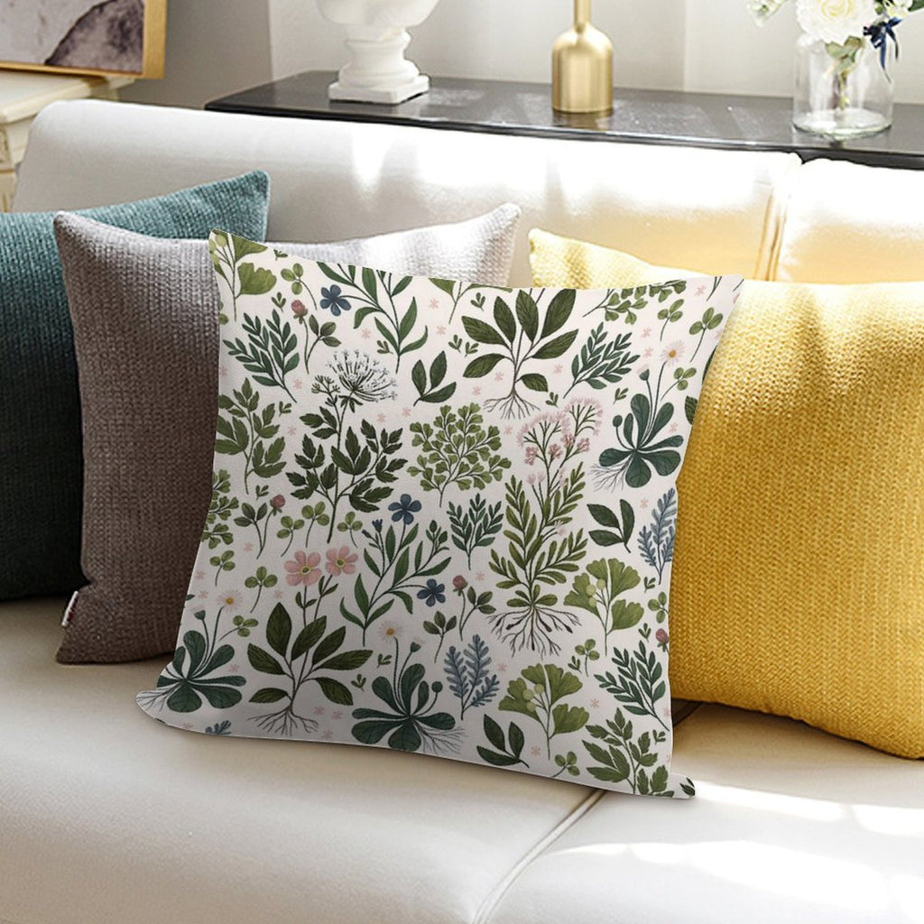 Herbarium Bright Soft Shrink-Resistant Throw Pillow