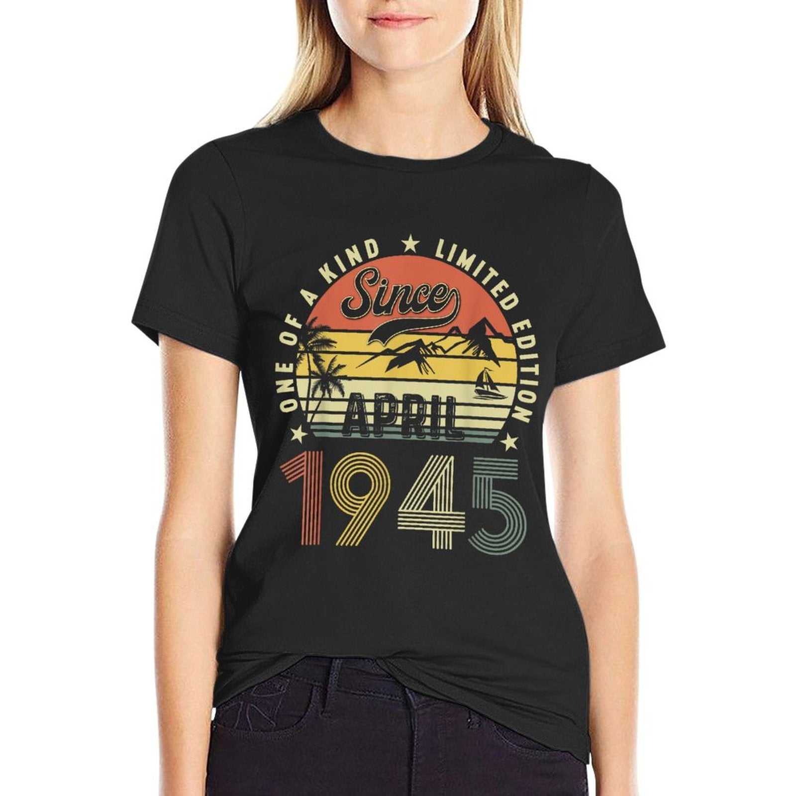 Funny 80 Years Old April 1945 Vintage 80th Birthday  Wrinkle-resistant T-Shirt