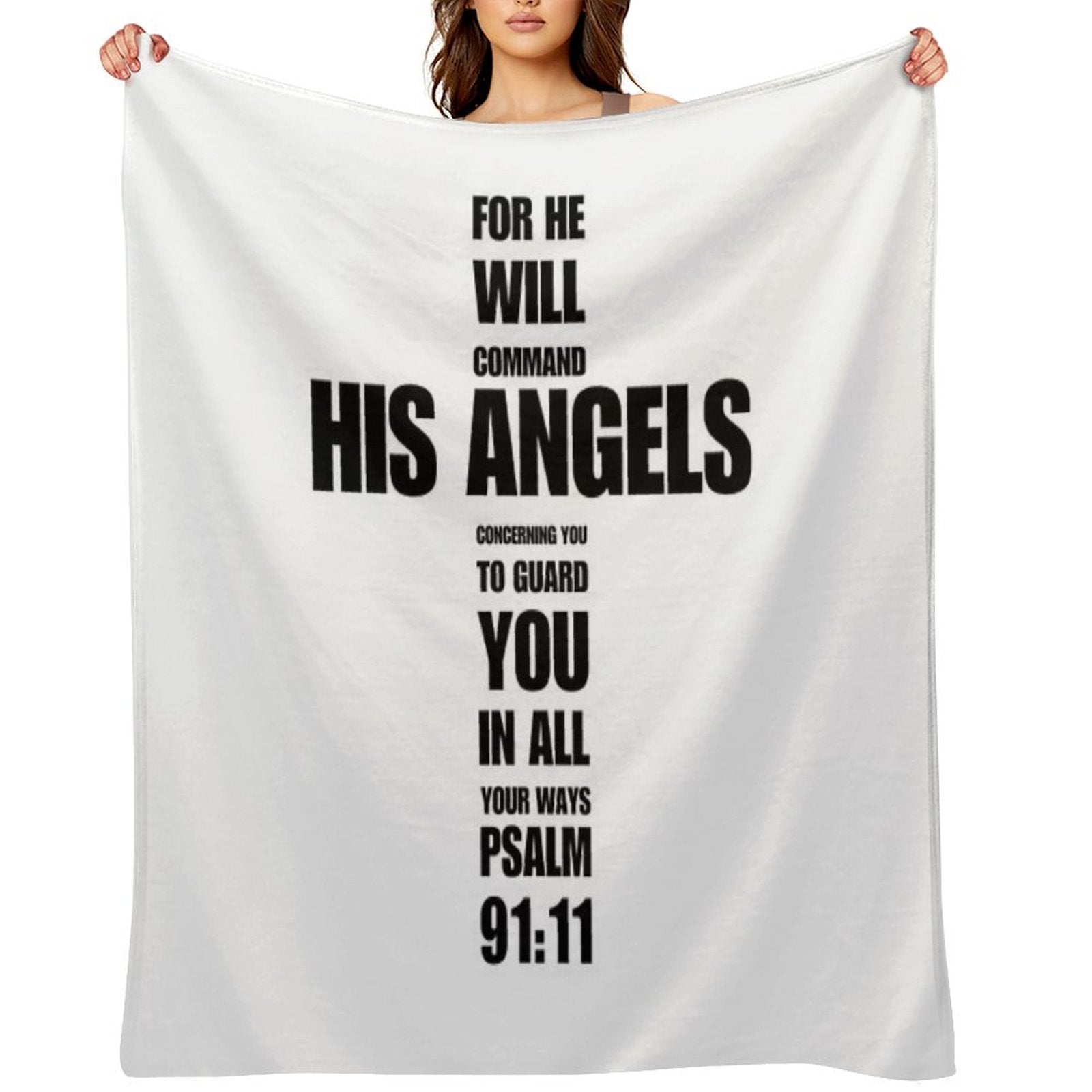 Psalm 91  Bible Verse  Christian Cross  For He Will Command His Angels To Guard You In All Your Ways Easy Care Throw Blanket