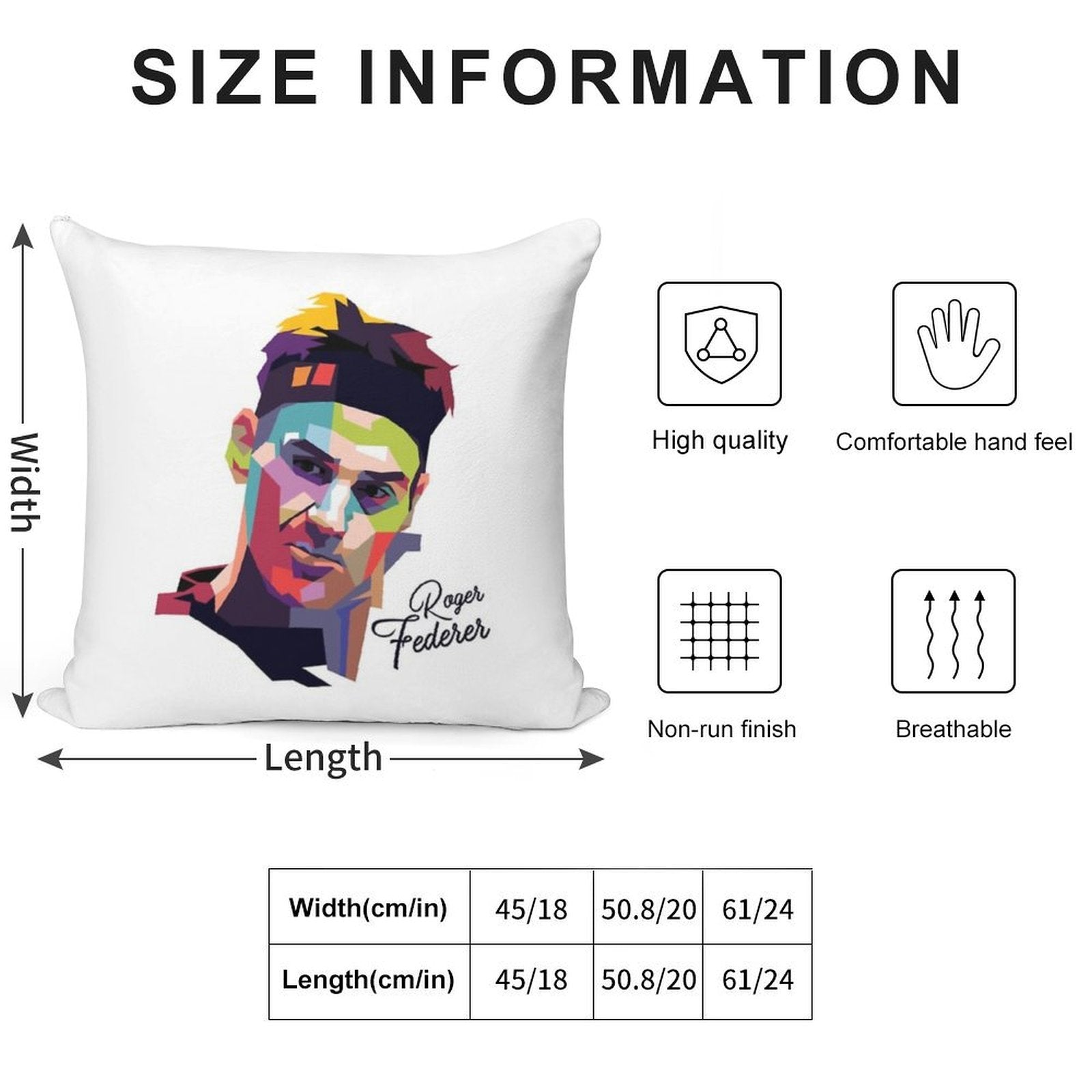 Roger Federer Pop Art Portrait133 Soft Skin-Friendly Throw Pillow