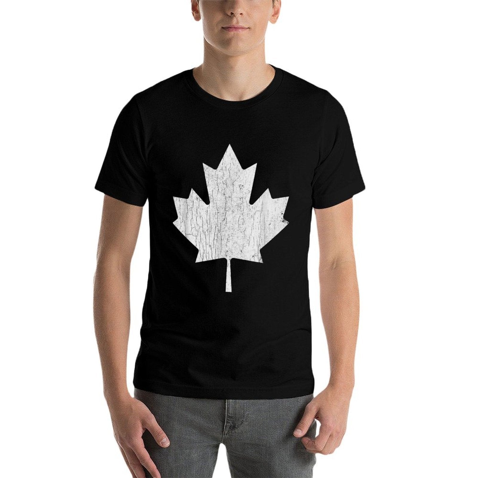 Canadian Maple Leaf - Distressed Weathered Look, Canada Flag  Tagless Design T-Shirt
