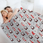 Christmas Gnomes - Grey Velvety-soft Throw Blanket