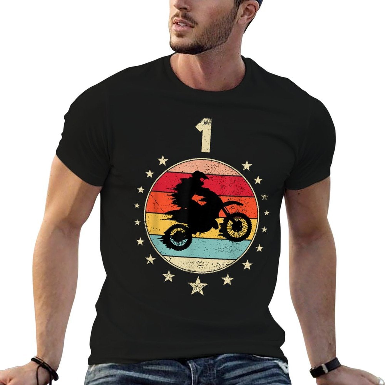 1 Year Old Birthday Motorcycle Bike Boy Girls 1st B-Day Age  High-quality Stitching T-Shirt