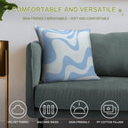 Retro Liquid Swirl Abstract Pattern 3 in Powder Blue Soft Gift Ready Throw Pillow