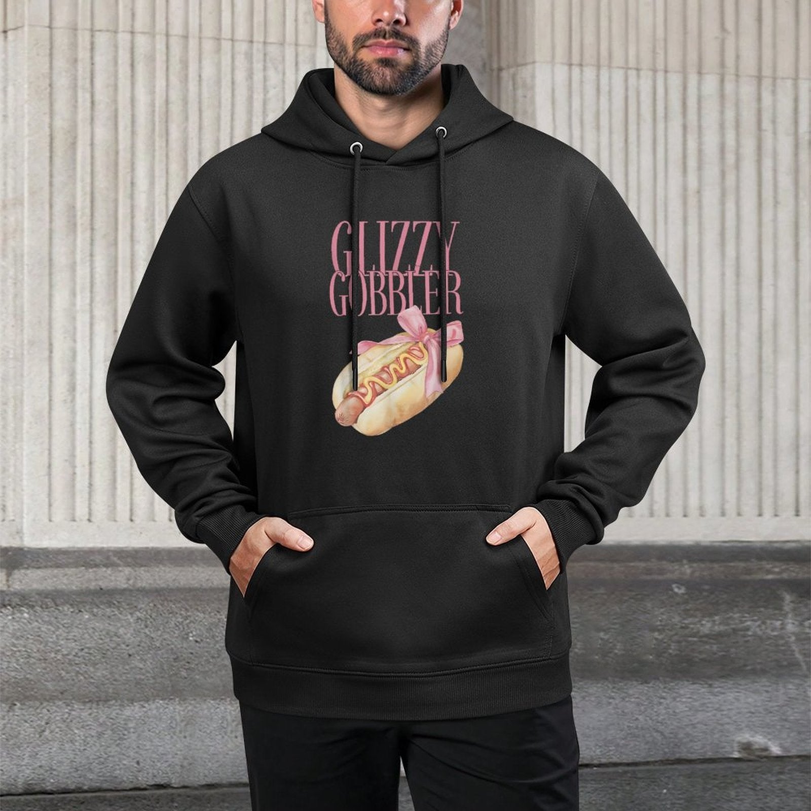 Glizzy Gobbler Coquette Funny Adult Unhinged Humor Adjustable Hood Hoodie