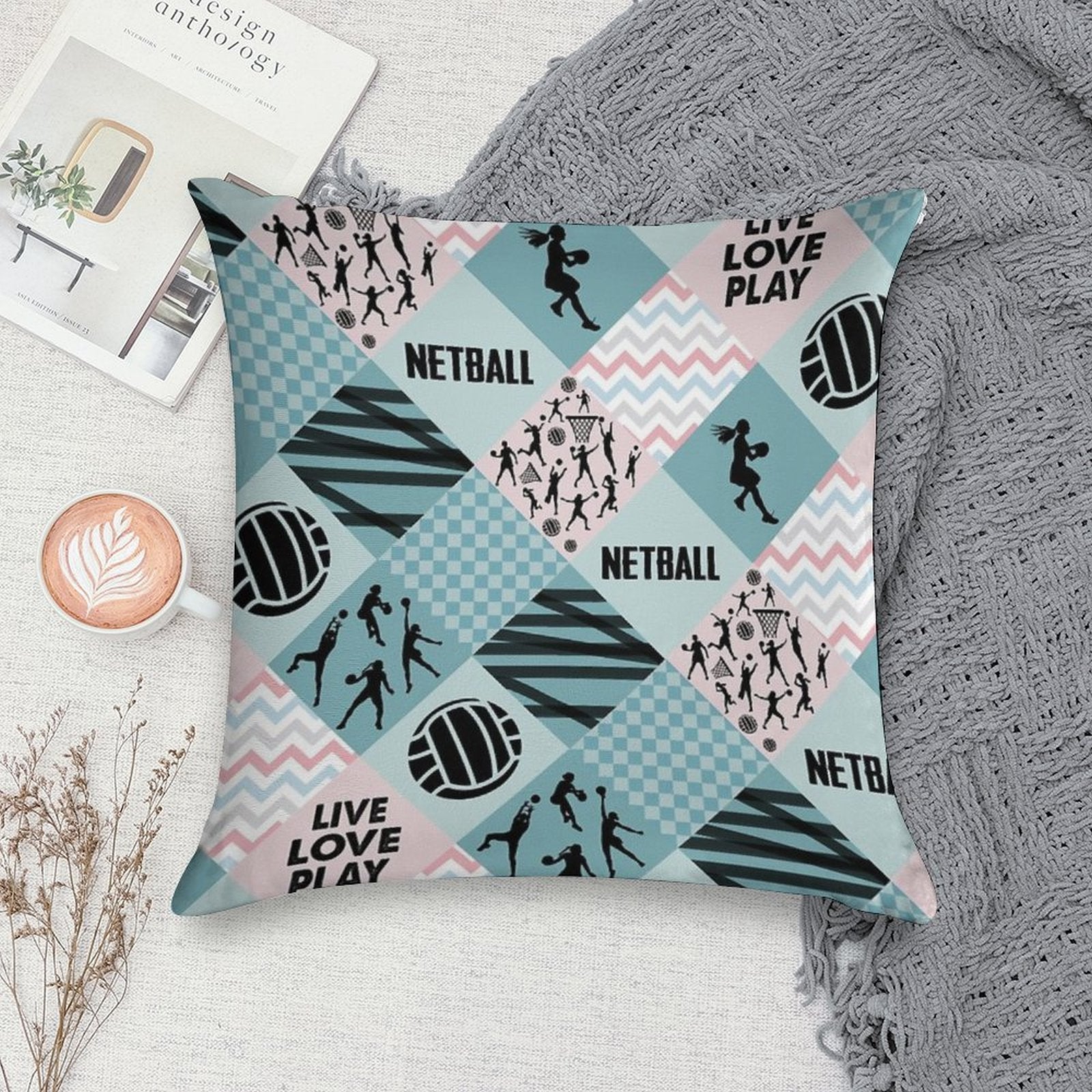 NETBALL PATTERN CROSS Soft Skin-Friendly Throw Pillow
