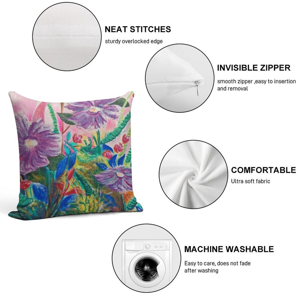 Flower Power Soft Washable Throw Pillow