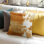 Golden Brown Cow Hide Soft Hidden Zipper Throw Pillow