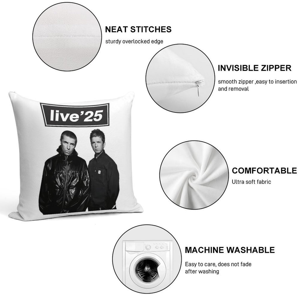 Oasis Live '25 Tour Fan Art Soft Easy Maintenance Throw Pillow