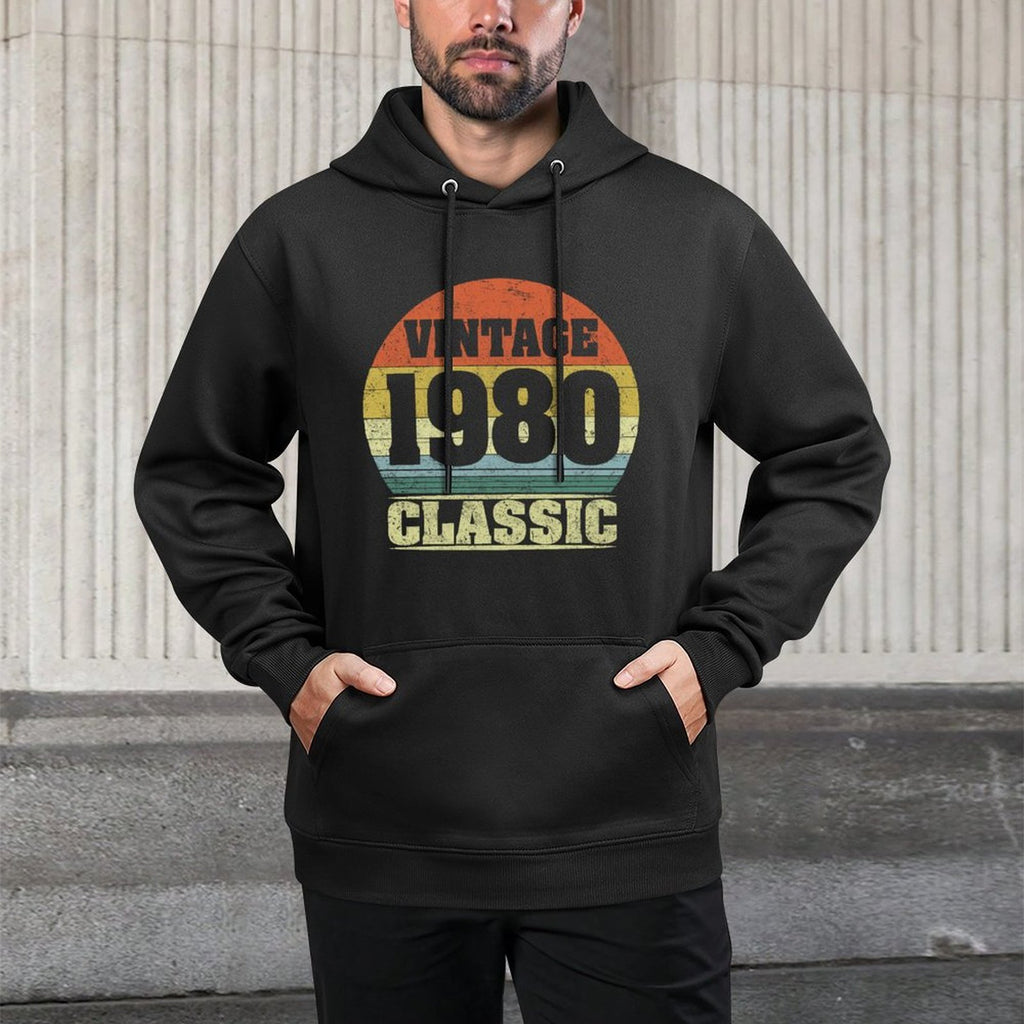1980 40th Birthday Gift Vintage Retro Men Women 40 Years Old Medium-Weight Fabric Hoodie