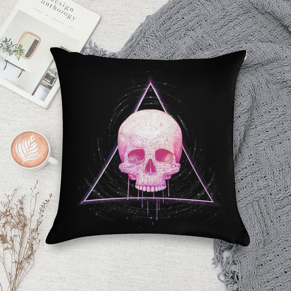 Skull in Triangle on Black Soft Warmth Comfort Throw Pillow