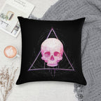 Skull in Triangle on Black Soft Warmth Comfort Throw Pillow