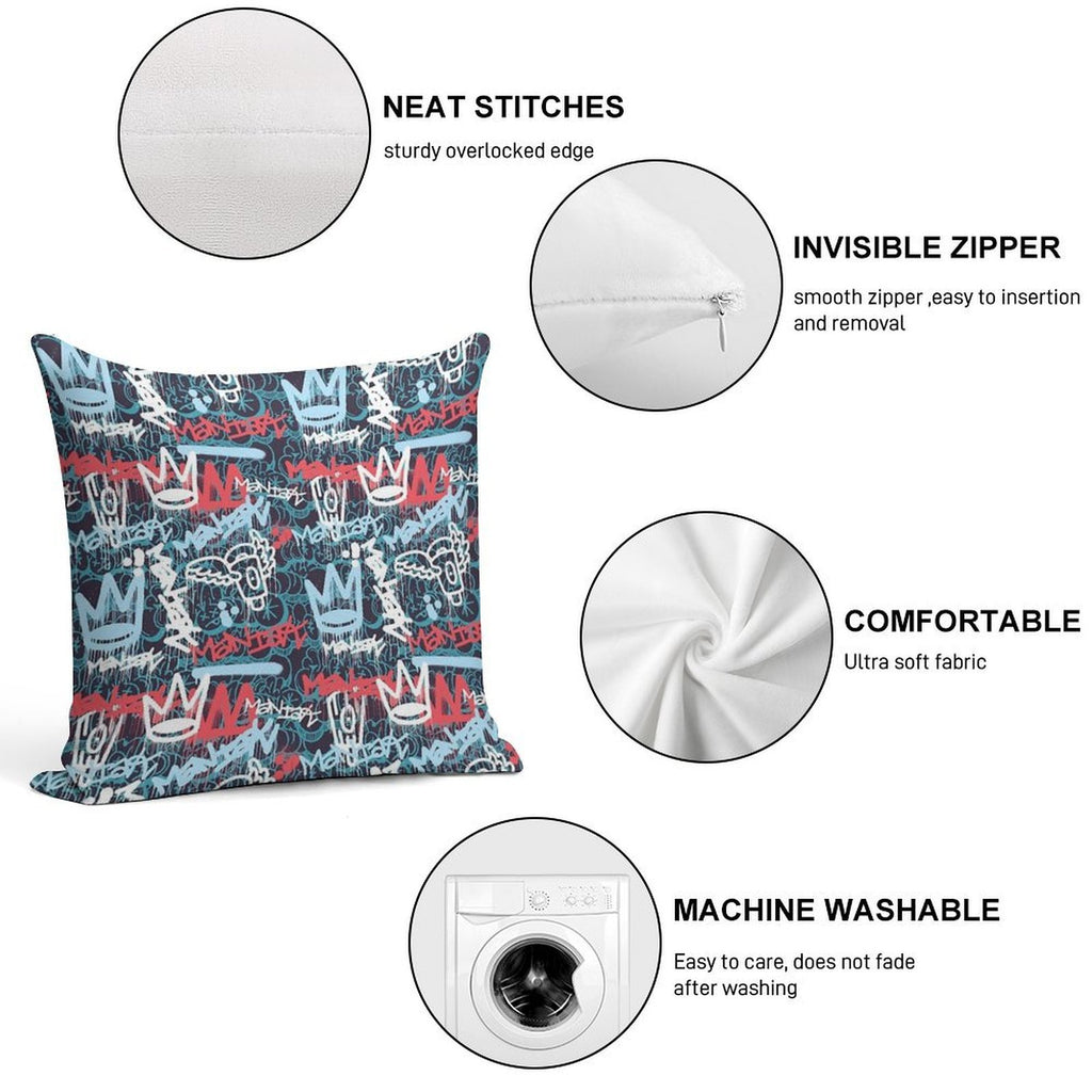 Maniak Tag & Throwie Patterned Print Soft Style Accent Throw Pillow