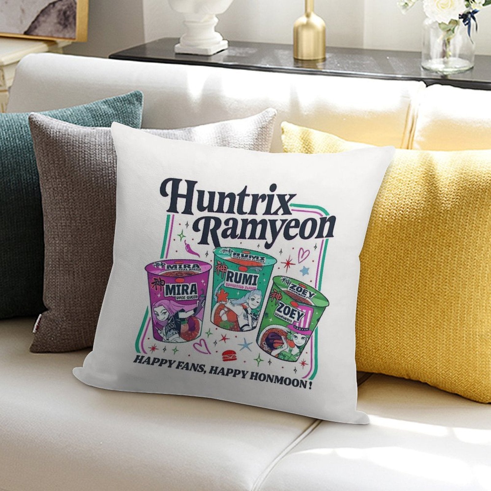 Huntrix Ramyeon Soft Easy Maintenance Throw Pillow
