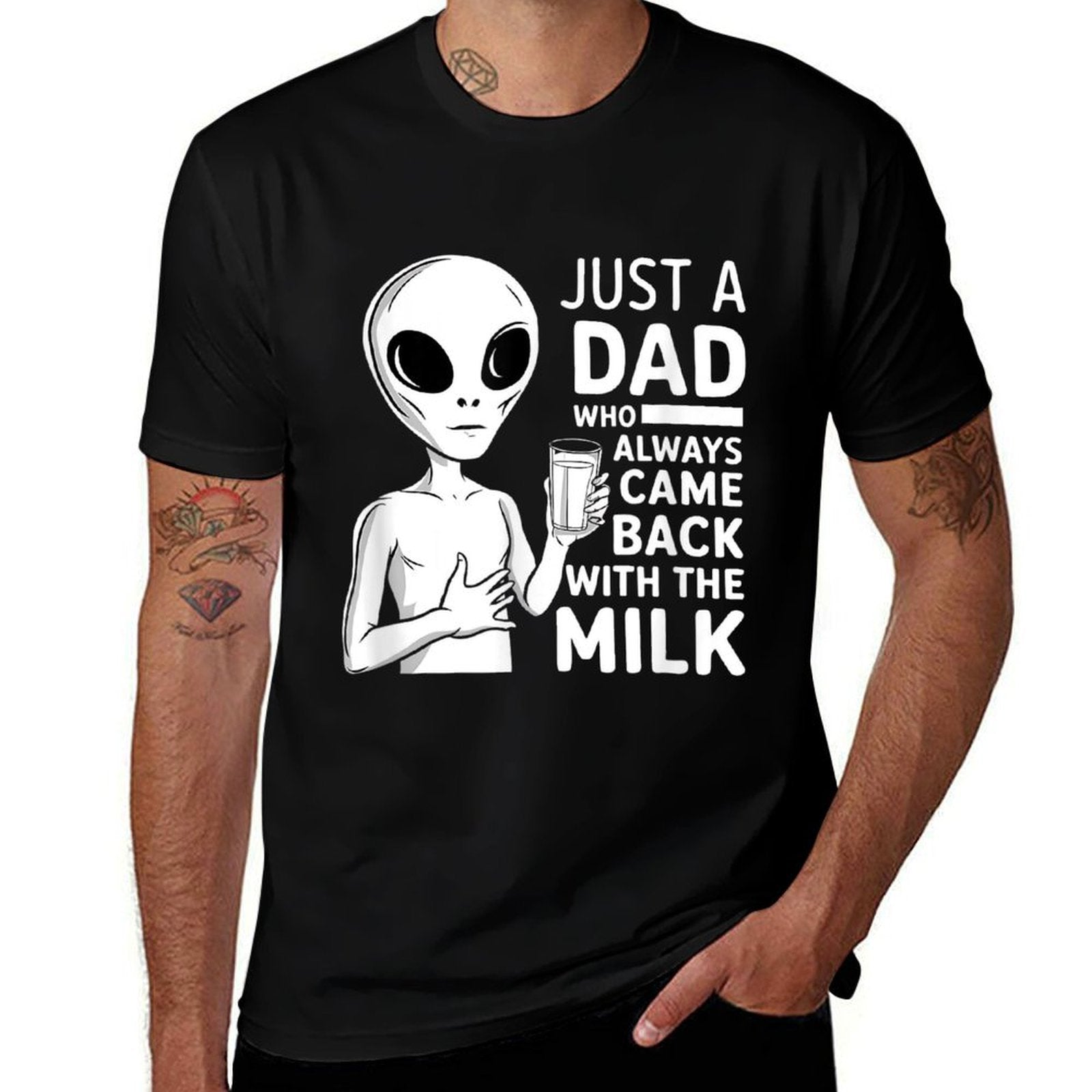 Just A Dad Who Always Came Back With The Milk  Cotton T-Shirt